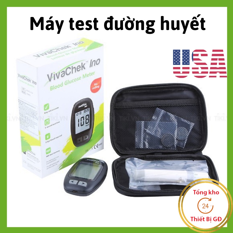 Máy đo đường huyết Viva Check Ino thương hiệu Mỹ cao cấp tặng 50 test và kim - bảo hành trọn đời