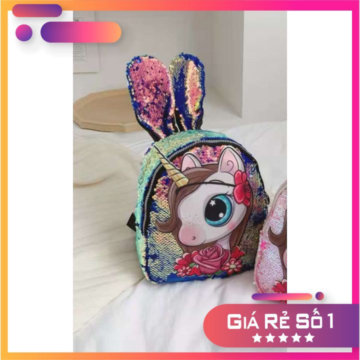 Balo bé gái 🌸SIÊU XINH 🌸 Balo trẻ em Pony kim tuyến lấp lánh cực xinh, có lớp lót Polyester chống thấm tốt