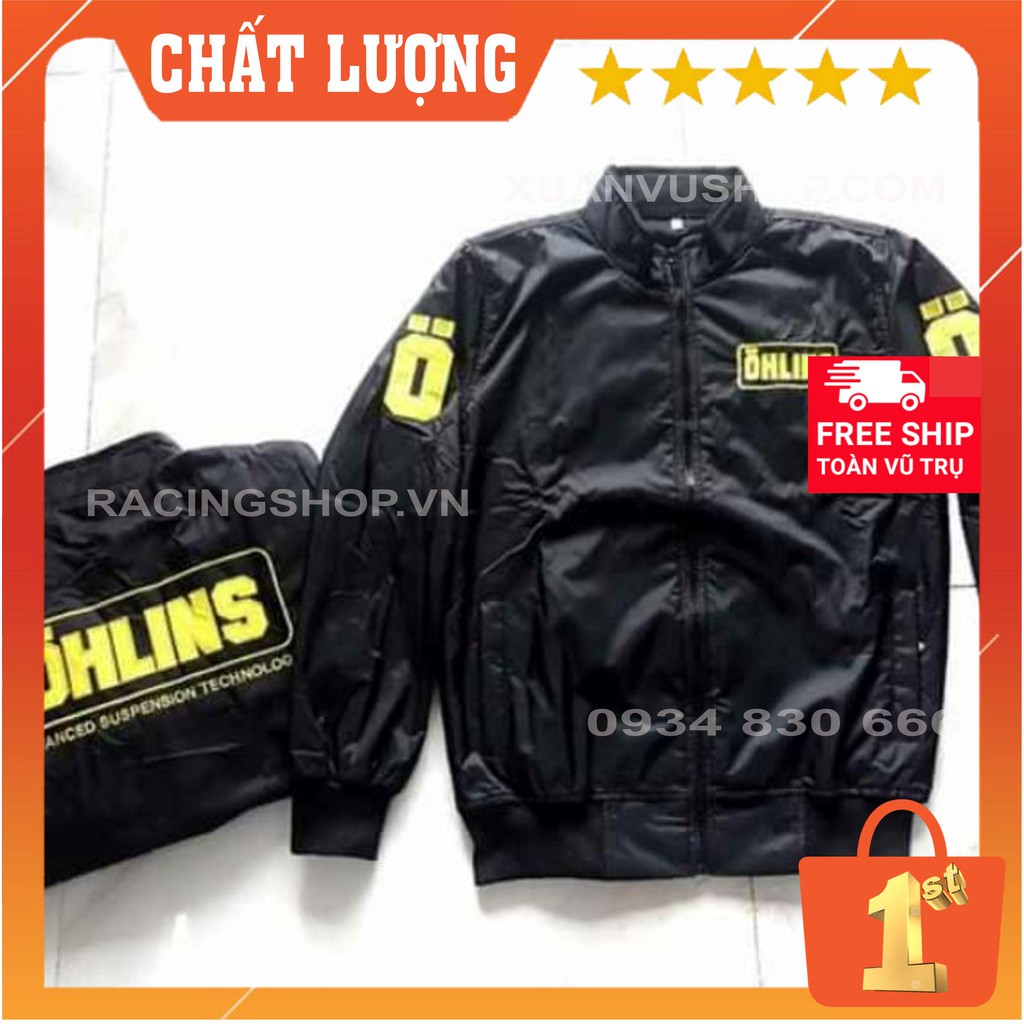 [ Áo Tem Xe ]  Áo Khoác Dù Ohlins (Đen, Xám, Đỏ) T-Shirt Racing Team - Bảo Hành Bung Tróc Vĩnh Viễn