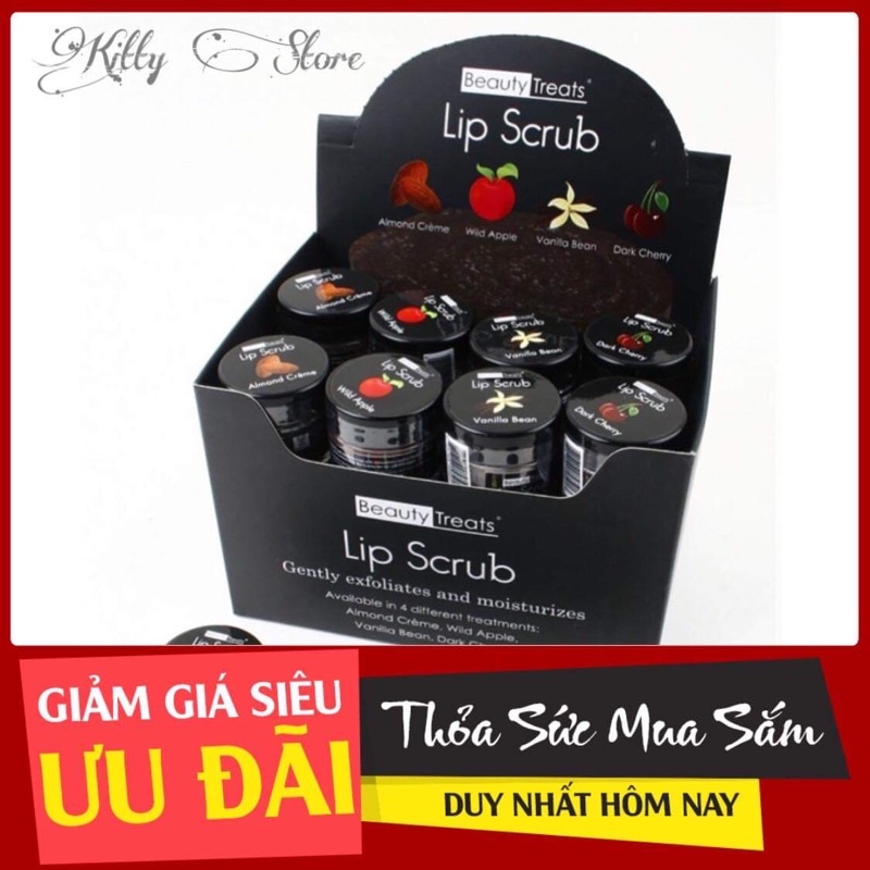 Tẩy tế bào chết môi Beauty Treats Lip Scrub giúp tẩy đi lớ tế bào chết trên môi , giúp môi căn mọng , hồng hào