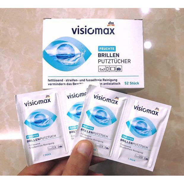 Giấy Lau Kính Visiomax Hộp 52 Tờ Giúp Làm Sạch Và Bảo Vệ kính Nhập Đức Chính hãng