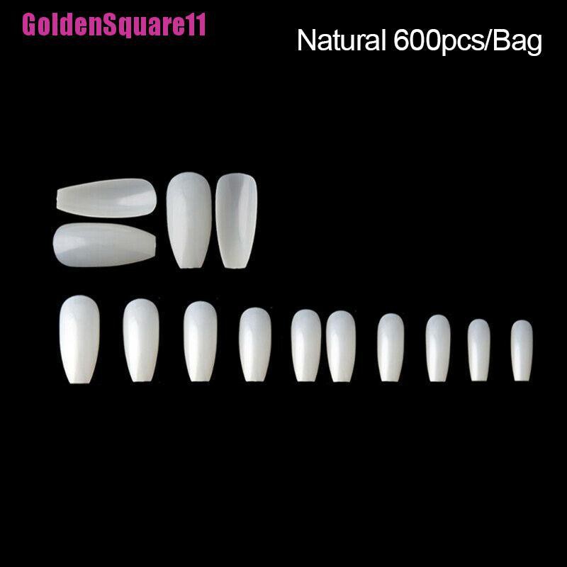 Túi 600 Móng Tay Giả Ballerina Màu Trắng / Đen Tự Nhiên