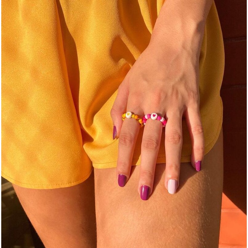 Nhẫn hình hoa nhiều màu sắc co giãn chống thấm nước thời trang Hàn Quốc dành cho nữ