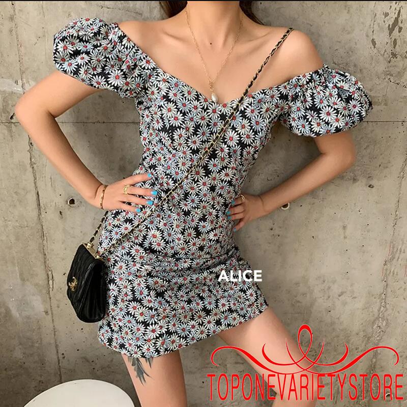 Đầm Trễ Vai In Họa Tiết Hoa Cúc Thanh Lịch Dành Cho Nữ | BigBuy360 - bigbuy360.vn