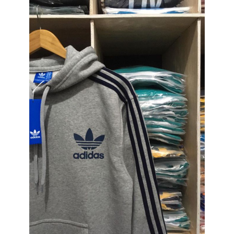 Áo Hoodie Adidas 3 Sọc (trắng / Xanh Navy)