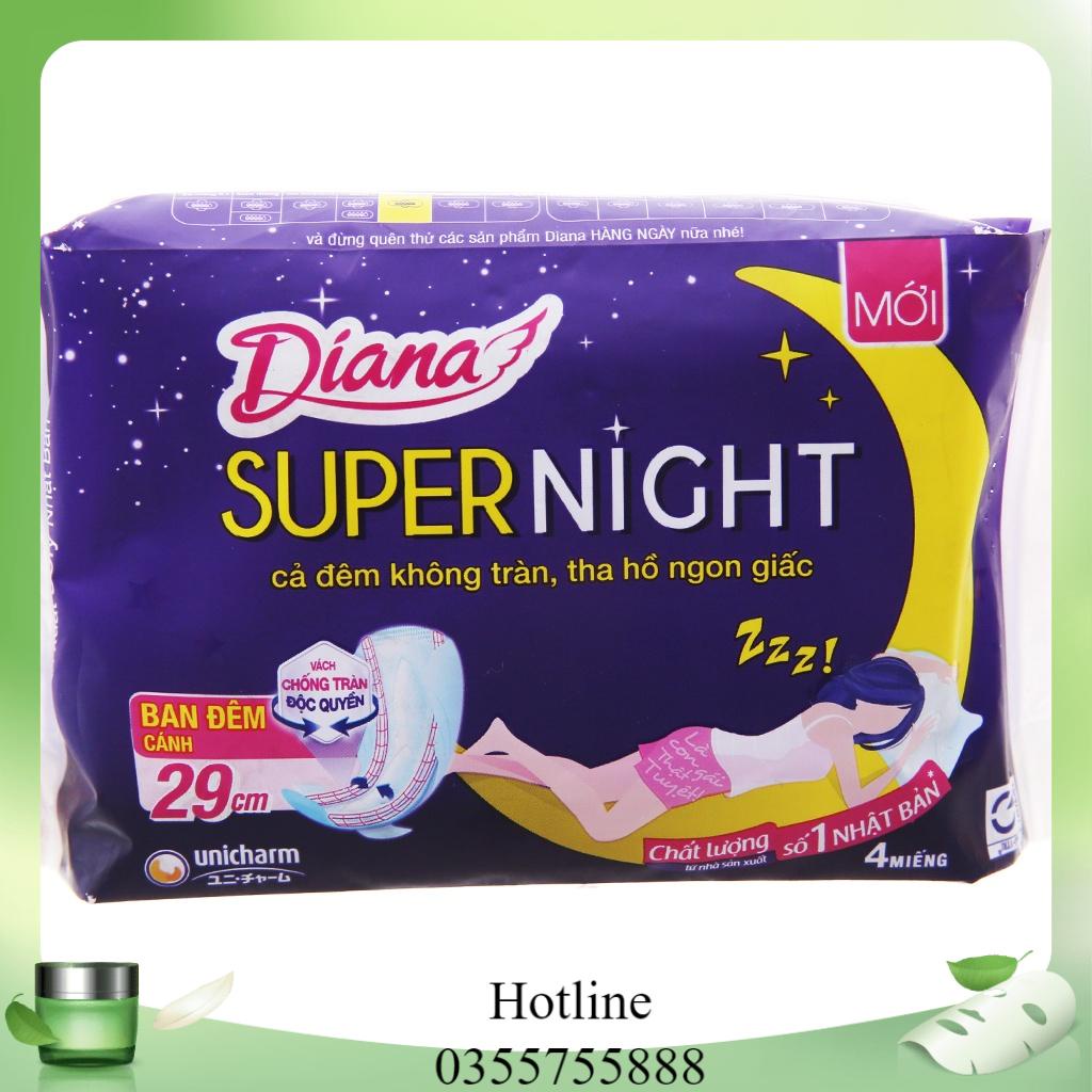 Lốc 6 Băng Vệ Sinh Diana Ban Đêm Siêu Thấm 29cm(4 Miếng Super Night)