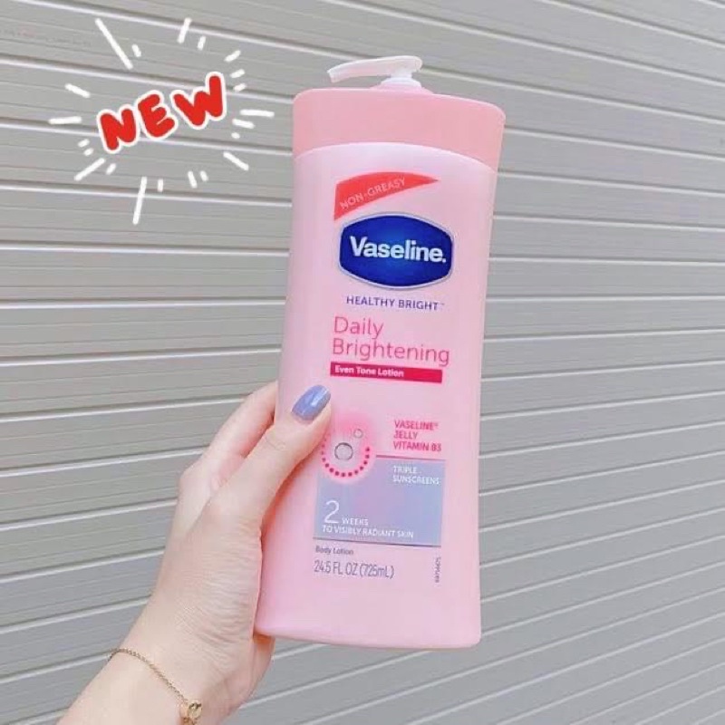 Sữa dưỡng thể Vaseline Healthy White UV Lightening Body Lotion 725ml giúp dưỡng trắng dưỡng ẩm Laika