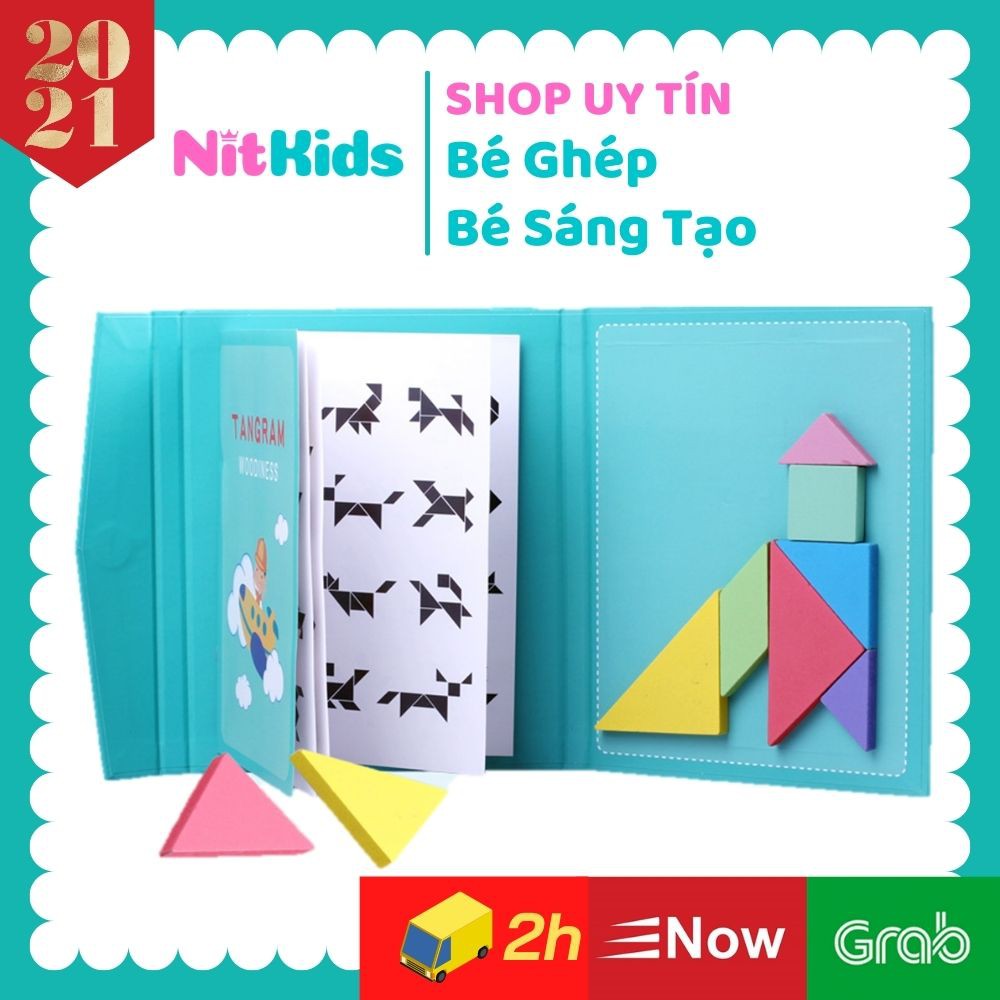 Bộ Xếp Hình Sáng Tạo Tangram, Đồ Chơi Ghép Gỗ Cho Bé 3 Tuổi, Tăng Tính Sáng Tạo và Tư Duy Trẻ Em