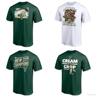 Áo thun tay ngắn cổ tròn in hình nba champion milwaukee bucks 2021 dành cho nam và nữ
