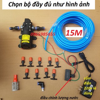 bộ phun sương làm mát, tưới lan 10 béc cam (15m dây)