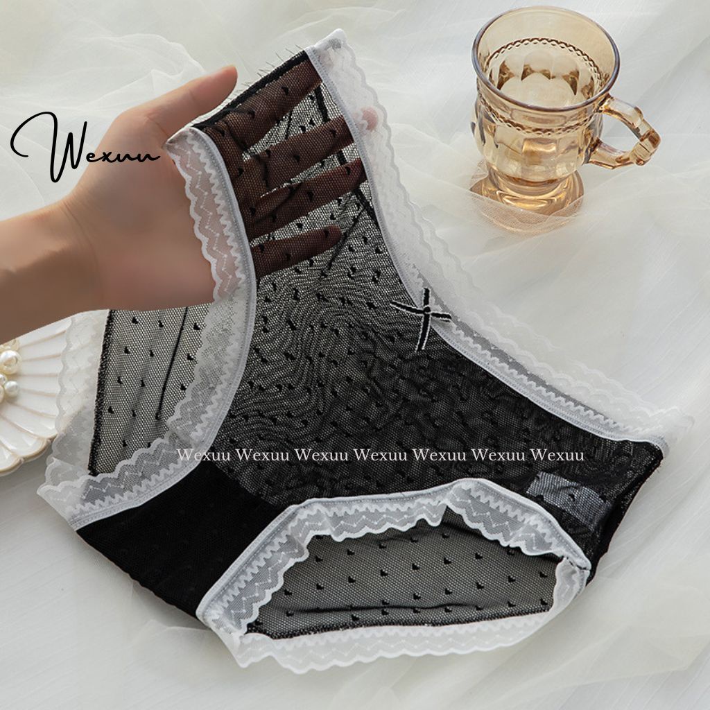 Quần lót nữ ren gấm cao cấp Wexuu Design ren lưới xuyên thấu co dãn kháng khuẩn - QC133