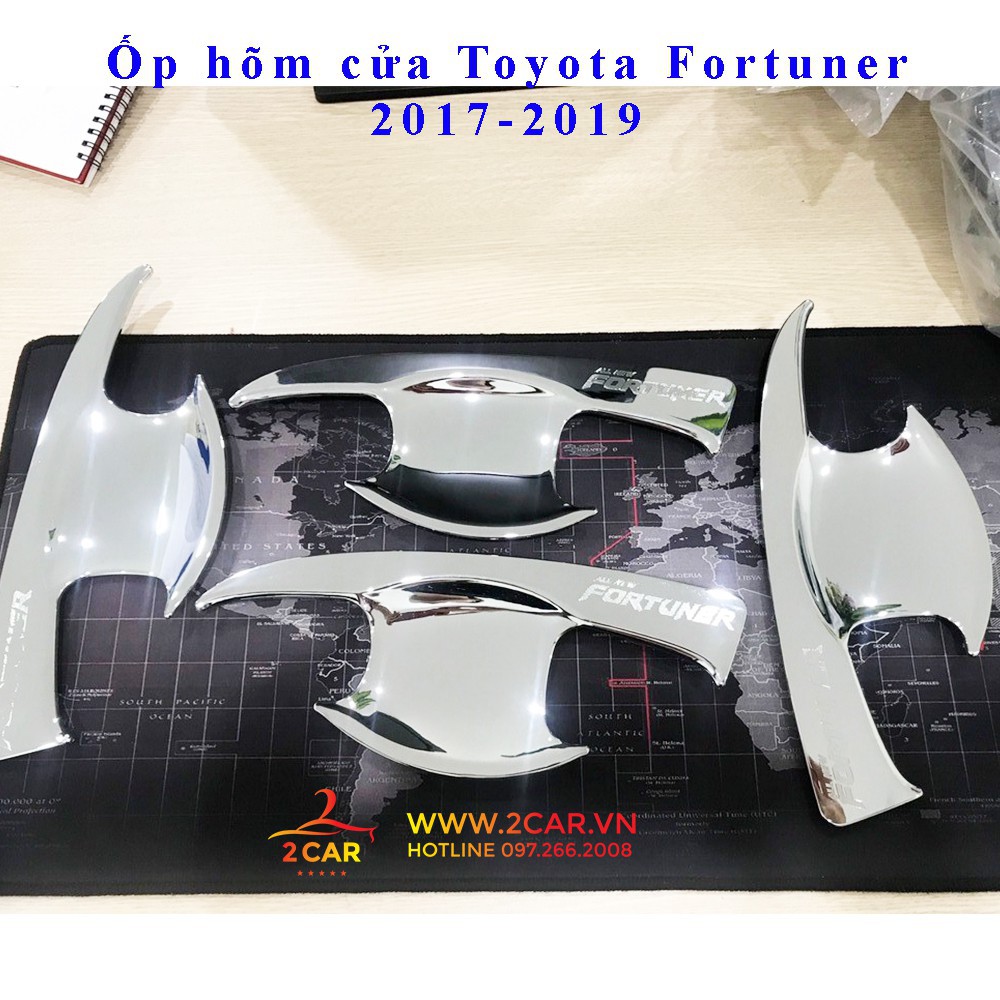 Ốp tay + hõm cửa xe Toyota Fortuner 2016-2021 nhựa mạ crom cao cấp