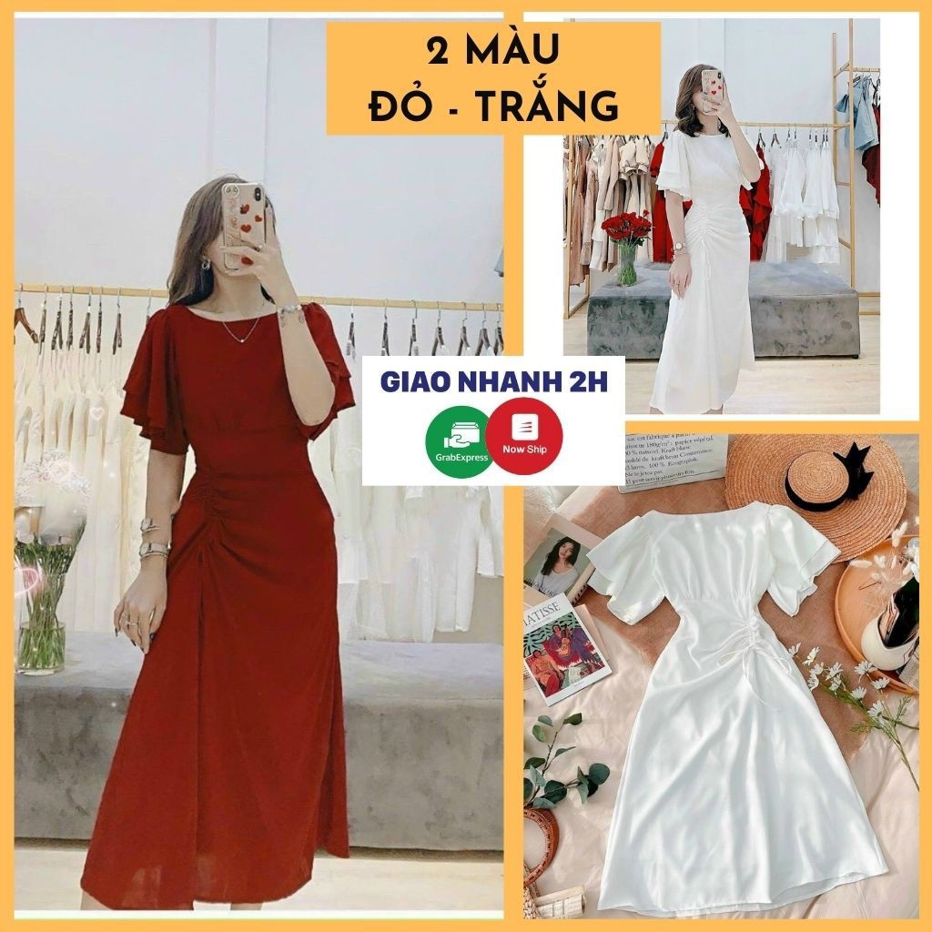 Váy Thiết kế Dự Tiệc Cưới SANJOLI Đầm Suông Dáng Dài Nữ Ôm Thiết kế Sang Trọng Đi Chơi vải voan Trắng VD006 | BigBuy360 - bigbuy360.vn