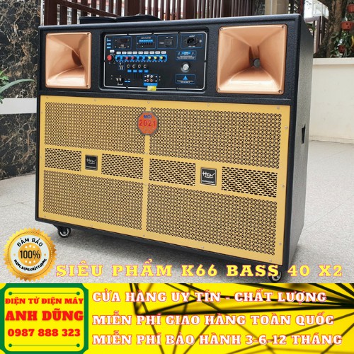 LOA KARAOKE DI ĐỘNG HÙNG LOA K66 BASS 40 X2 CÔNG SUẤT KHỦNG, KẾT NỐI TIVI, ĐIỆN THOẠI, GHITA,...