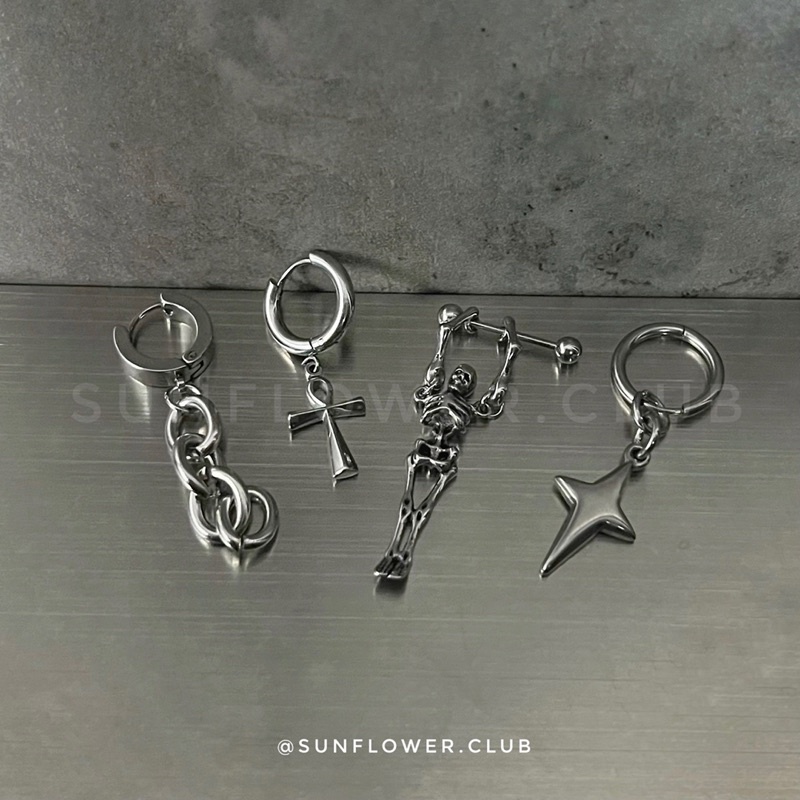 Bông tai thép titan không đen chống gỉ unisex thời trang