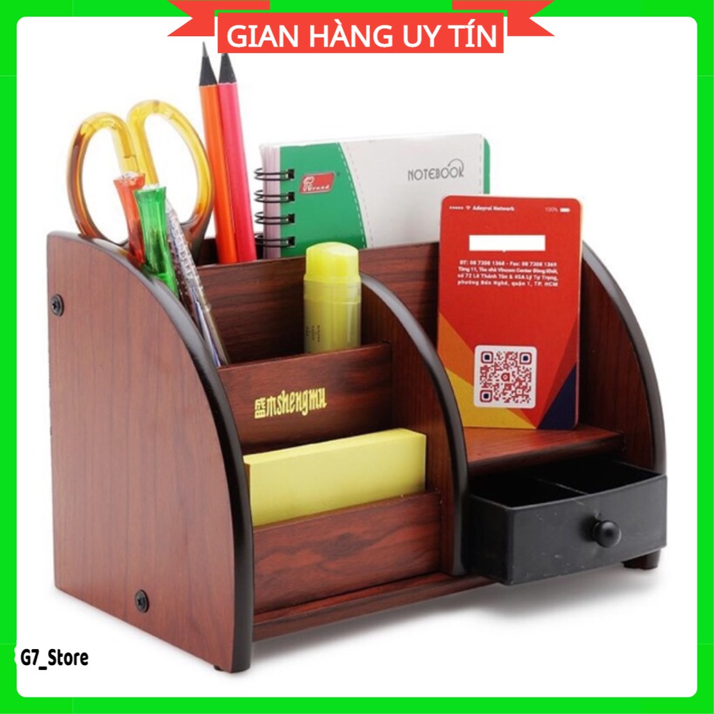 Hộp cắm bút gỗ loại đẹp, Hộp gỗ đựng bút để bàn 6051