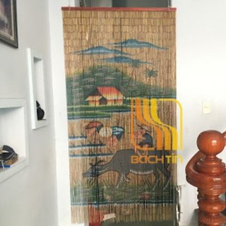 mành tre trang trí Bách Tín,rèm cửa hạt gỗ ống trúc 1,2m x 2m