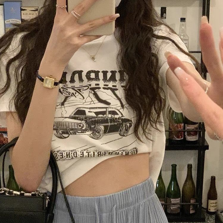 ❖Áo Thun Ngắn Lưng Cao Dáng Ôm Dễ Phối Đồ Thời Trang Cho Nữ