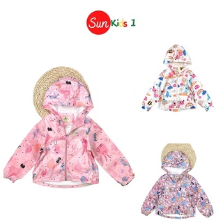 Áo khoác gió trẻ em size 6-10 tuổi, áo gió cho bé gái chất dù 2 lớp, bên trong có lớp cotton thấm hút mồ hôi - SUNKIDS1