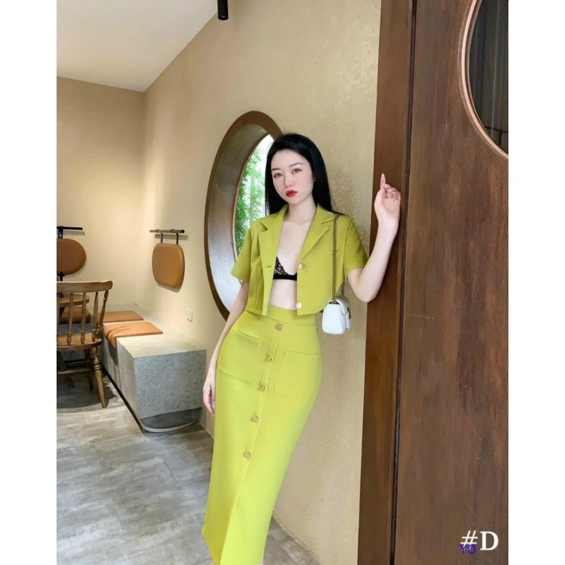 [ STYLE NỮ DOANH NHÂN ] SET COTTON LẠNH ( ÁO TOP &amp; VÁY TÀ XÉN ), MẶC SIÊU SANG TRỌNG/ THỜI TRANG/ QUÝ PHÁI, NHIỀU SIZE L