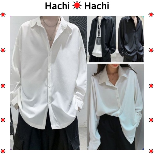 Áo sơ mi nam nữ form rộng trắng bigsize unisex đi học oversize tay dài hàn quốc MRD01