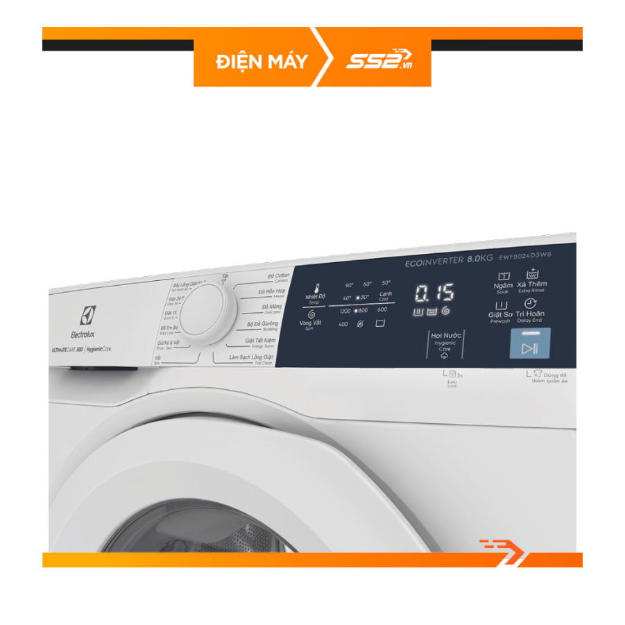 Máy giặt Electrolux Inverter 8 kg EWF8024D3WB - Hàng Chính Hãng