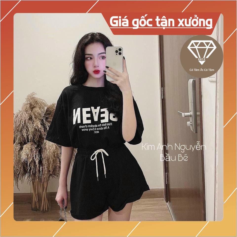 Set đùi thụng cộc tay [FREESHIP]🍁Bộ quần short đùi áo thun form rộng tay lỡ chữ SEAN🍁