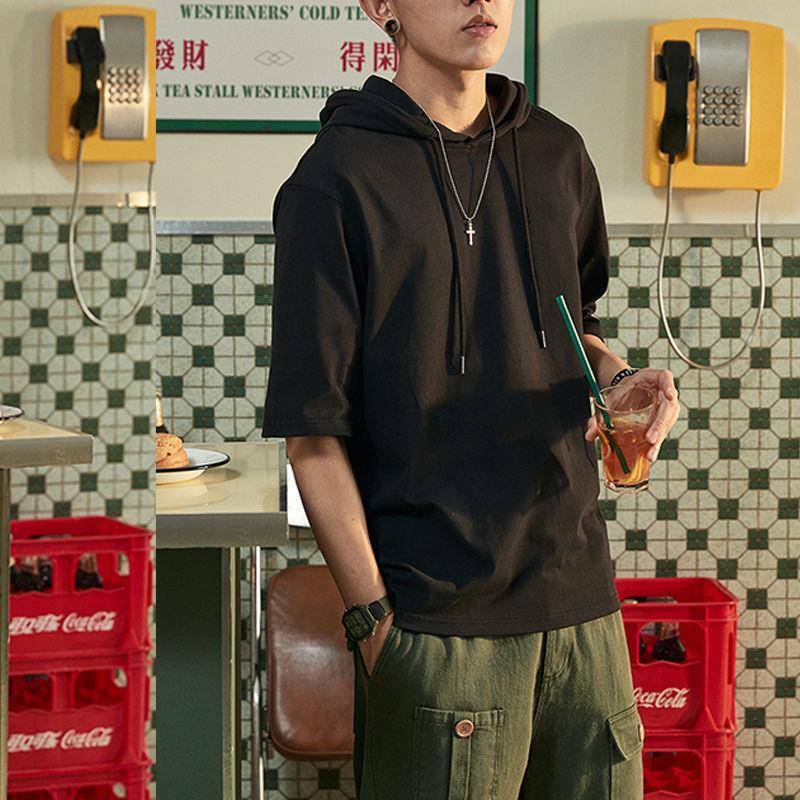 Áo Hoodie Tay Ngắn Màu Trơn Thời Trang Dành Cho Nam