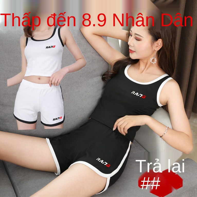 ►Bộ đồ thể thao của phụ nữ tank top quần short ngủ mùa hè áo tập gym co giãn cao và nhanh khô yoga sexy