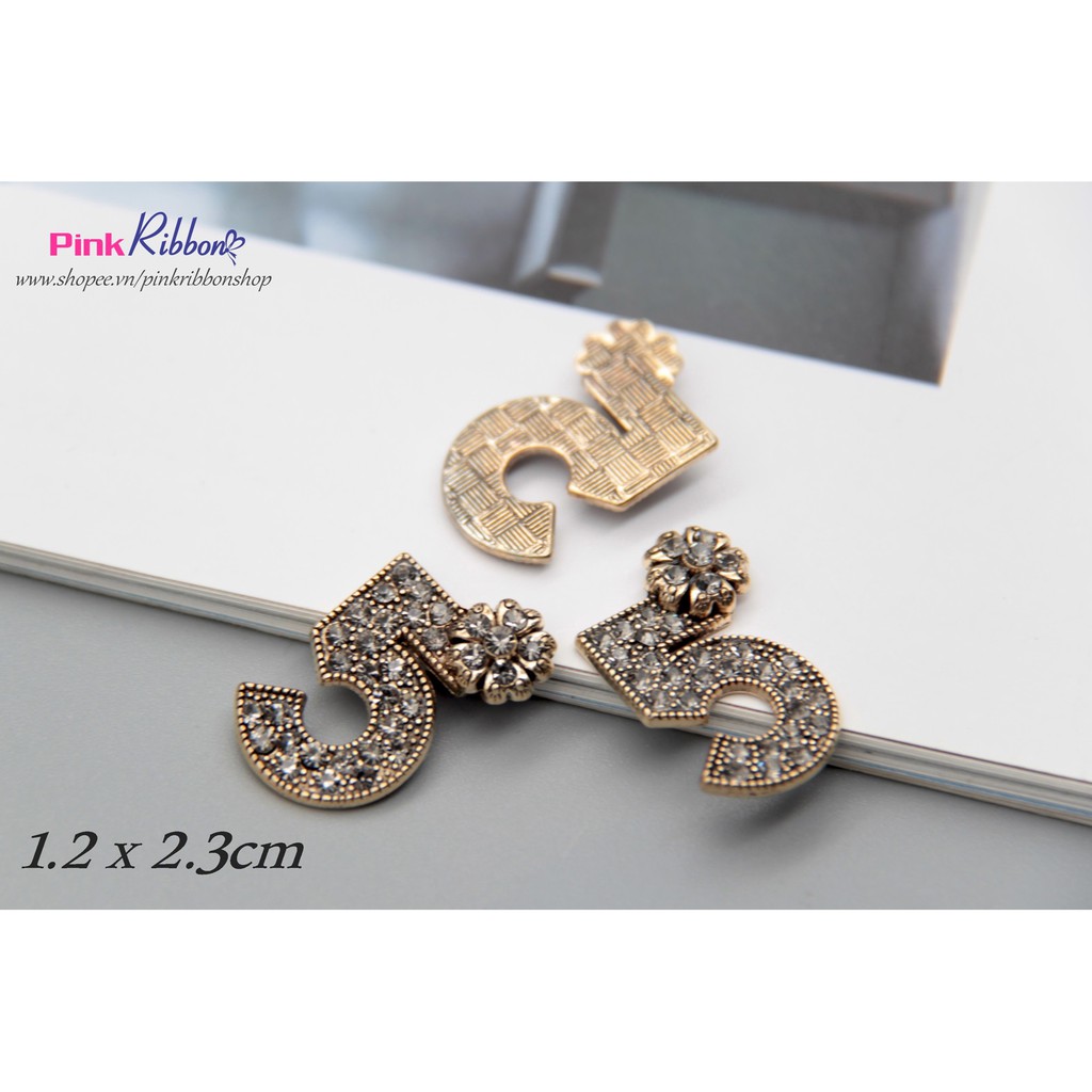 Số 5 đính hoa đá