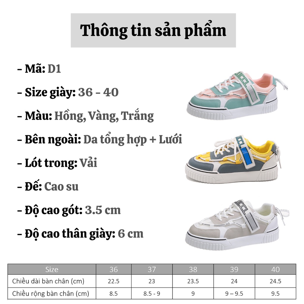 Giày thể thao nữ trắng đế bằng giá rẻ cao cấp giày sneaker nữ trắng hot trend AZUKA - D1