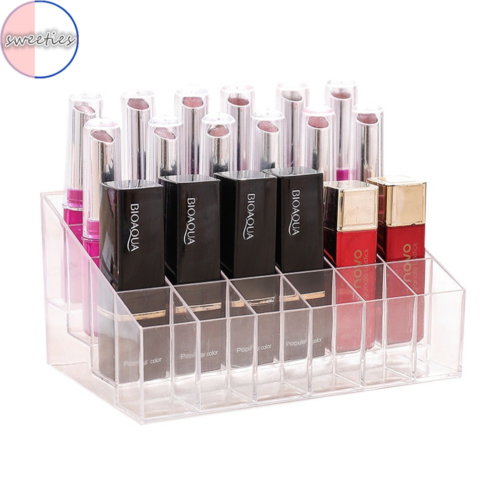 Hộp Nhựa Trong Suốt 24 Ngăn Đựng Son Môi Tiện Dụng