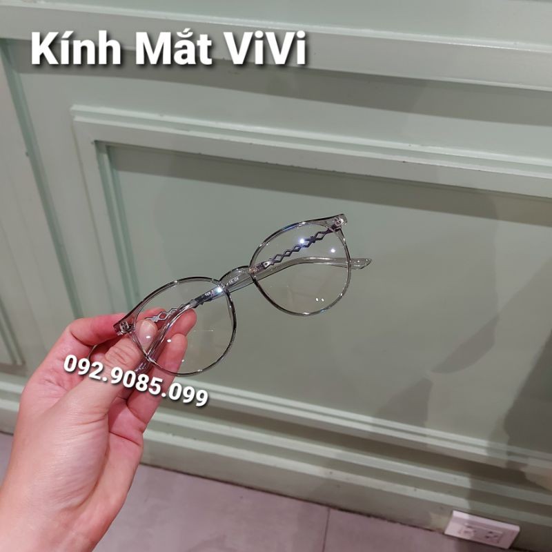 Gọng kính cận nam nữ dáng tròn V529 - Kính thời trang 0 độ hàn quốc + nhận cắt tròng cận viễn loạn