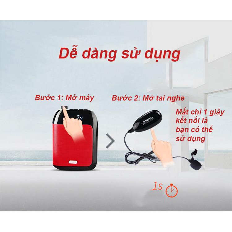 Máy trợ giảng aproro T9 2.4G phiên bẳn micro cài ve áo