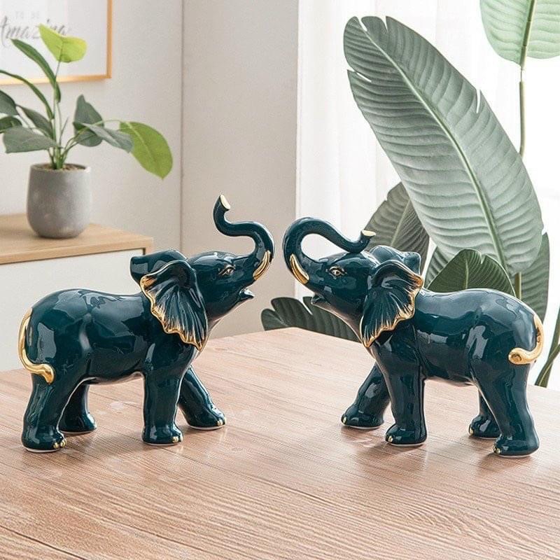 Bộ Tượng Voi Tài Lộc Decor, Trang trí phòng khách, phòng làm viêc
