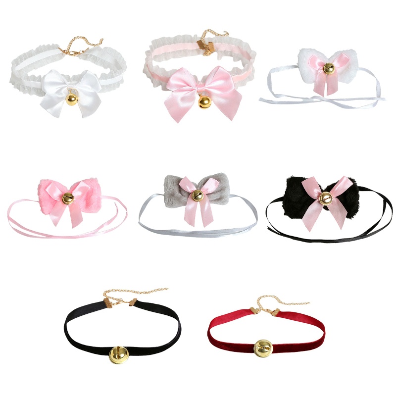 Vòng cổ choker vải ren 10MK đính chuông dễ thương cho nữ