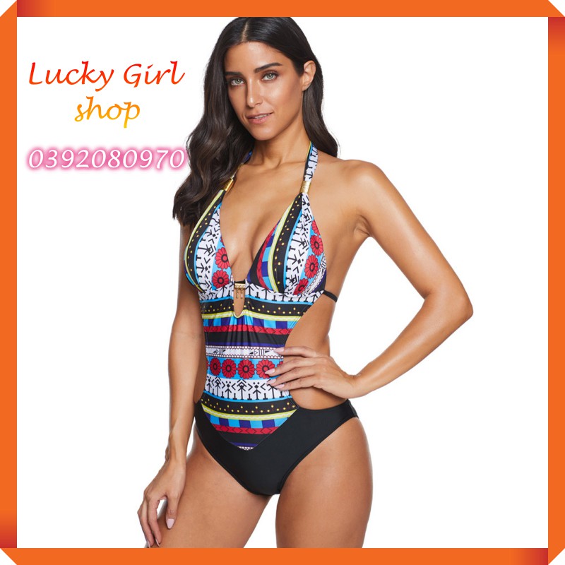 Monokini Đồ Bơi Áo Tắm Khoét Eo Thổ Cẩm Quyến Rũ Độc Lạ Size M-XL - Hàng Nhập Quảng Châu - Lucky Girl shop