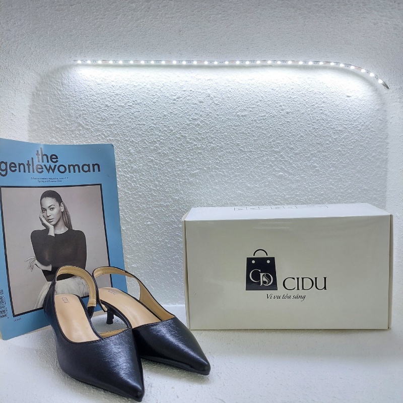 Giày Cao Gót Nữ Êm Chân Chống Trơn Trượt Da Mịn Slingback Cidu GN06