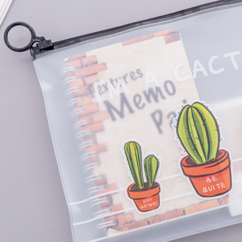 Túi Đựng Bút Trong Suốt In Hình Cây Xương Rồng Dễ Thương