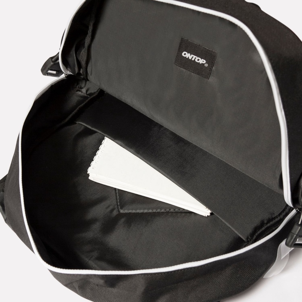 Balo nam đi học đen, nắp gập vải canvas local brand ONTOP - RENEW Backpack