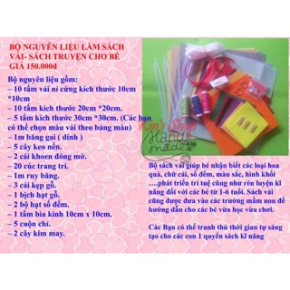 BỘ NGUYÊN LIỆU LÀM SÁCH VẢI- SÁCH TRUYỆN CHO BÉ