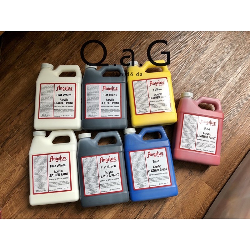 Màu Q.a.G Angelus custom giầy, vẽ đa chất liệu da, vải cao su ... size 1 quart 946ml zin hãng có sẵn các màu cơ bản.