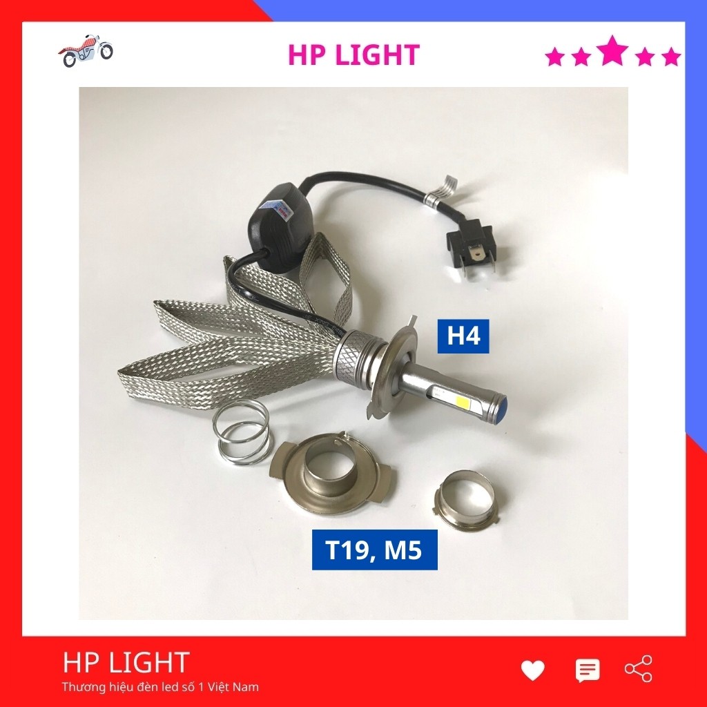 Đèn Pha Led 2 Tim H4 , M5 Lắp Xe Wave, , Dream, Air Blade,  Và Nhiều Dòng Xe Khác_Led HP LIGHT M02J