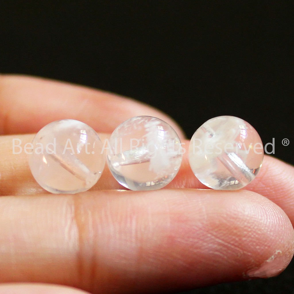 Đá T.A Ưu Linh Hoa Tuyết Trắng 8MM, Kim, Thuỷ, Phối Vòng Tay Phong Thuỷ, Chuỗi Hạt, Trang Sức  S43