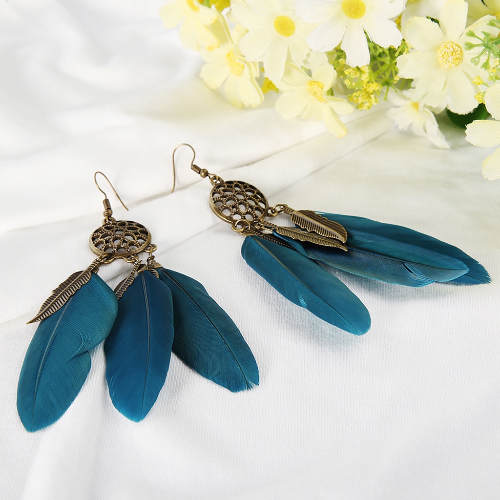 Khuyên tai lông vũ phong cách Bohemian cổ điển thanh lịch dành cho nữ