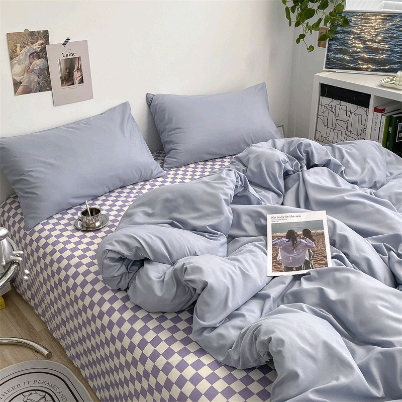 Bộ Chăn Ga Gối Cotton Tici Hizun Mix Color Caro