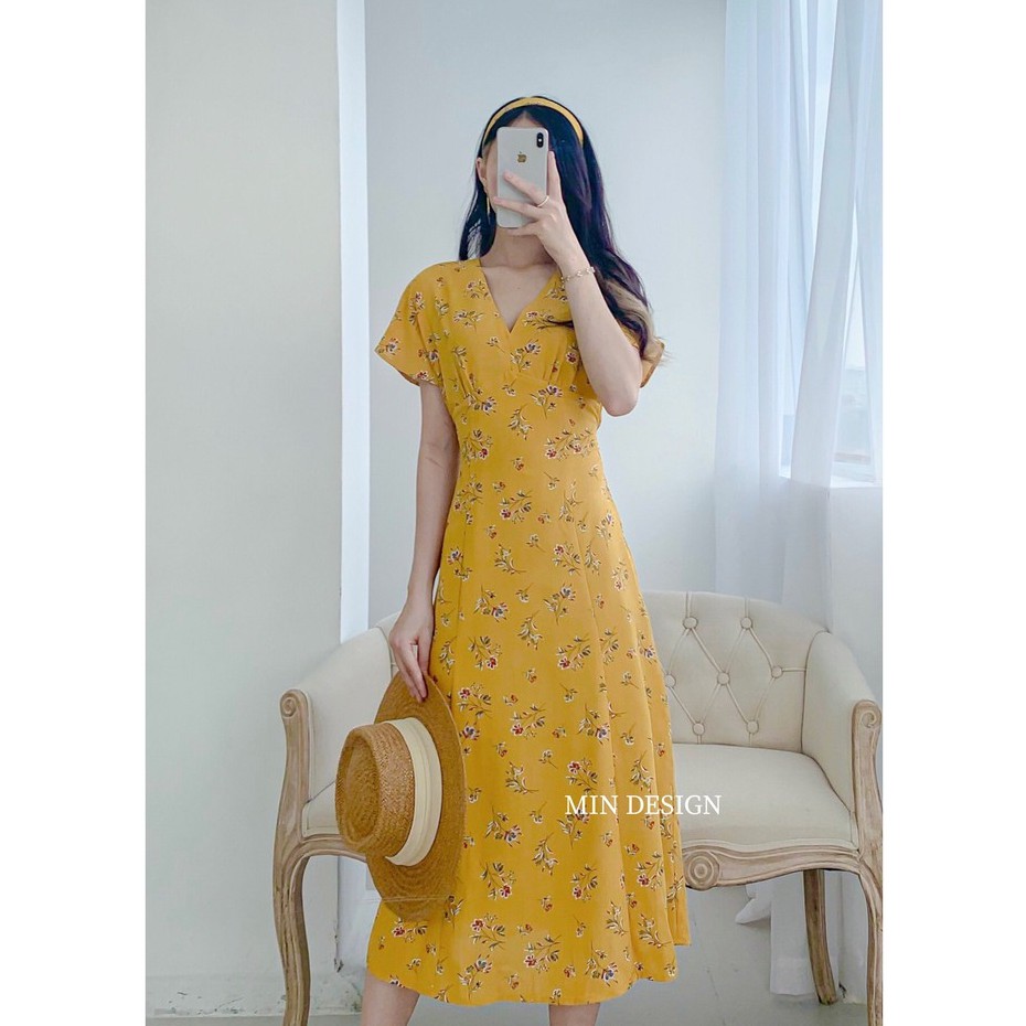 Váy maxi hoa vàng MIN DESIGN | BigBuy360 - bigbuy360.vn