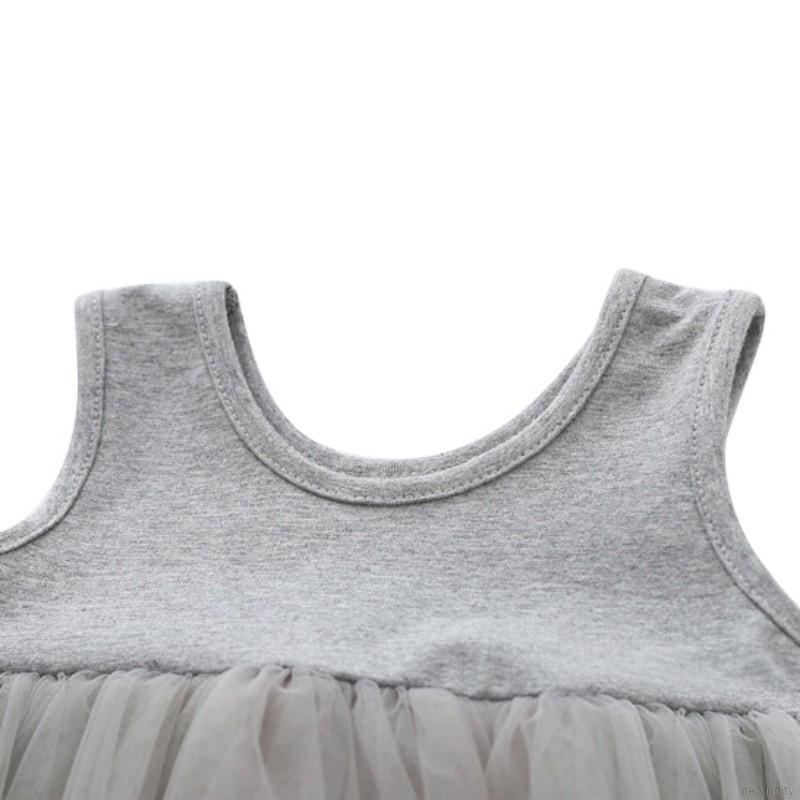 Đầm sát nách màu trơn phong cách Hàn Quốc cho bé gái