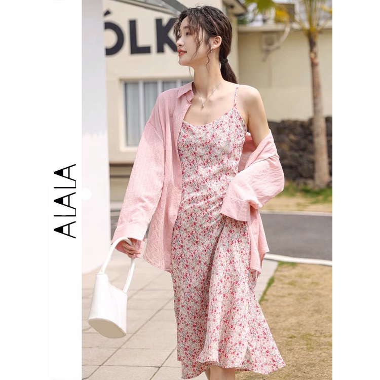 Váy 2 Dây Hoa Nhí Nữ Tiểu Thư Đầm Hai Dây Dáng Suông Siêu Xinh Kèm Ảnh Thật ALALA
