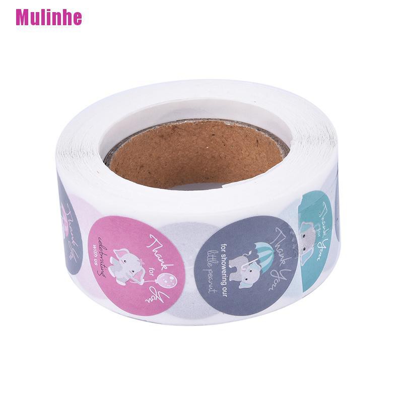Cuộn 500 Miếng Dán Niêm Phong Bao Bì Họa Tiết Hoạt Hình Động Vật / Chữ Thank You Độc Đáo DIY
